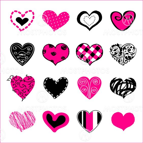 Set of hand drawn hearts for You