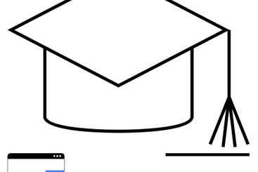 Graduation cap with tassel and web page featuring...