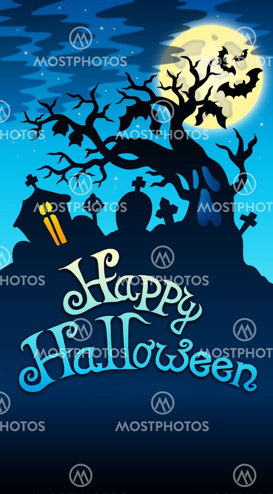 Happy Halloween sign with tree