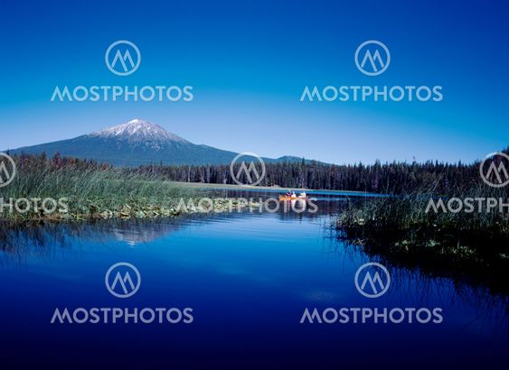 Hosmer Lake in Oregon Cascades with Mount Bachelor