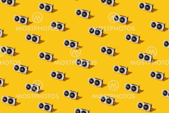 Golden pattern from video cards. Cryptocurrency mining...