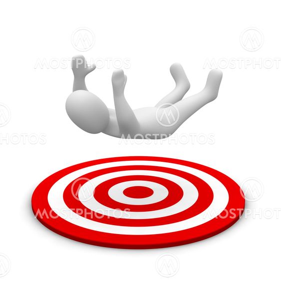 Man falling down to red target
