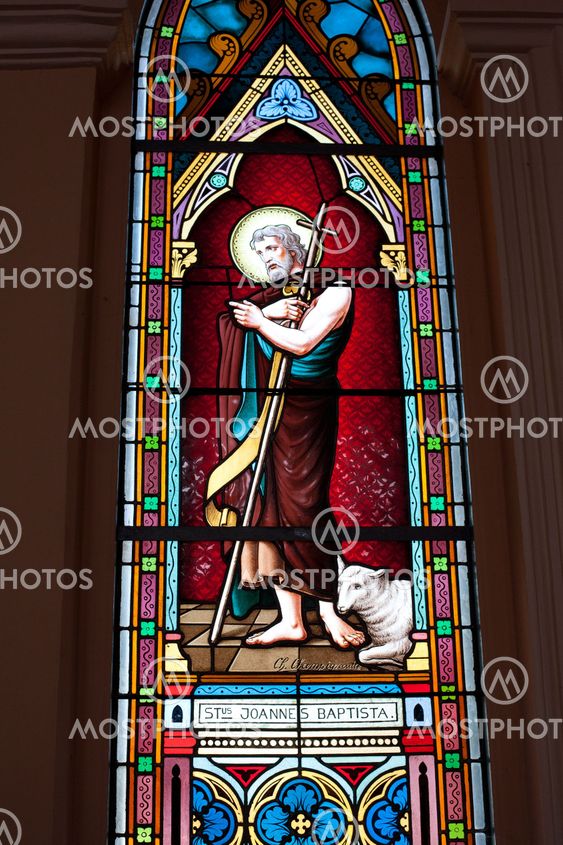 Painted Glasses of Saints in The Roman Catholic Church at Chanthaburi Province, Thailand. (The Cathedral of the Immaculate Conception)