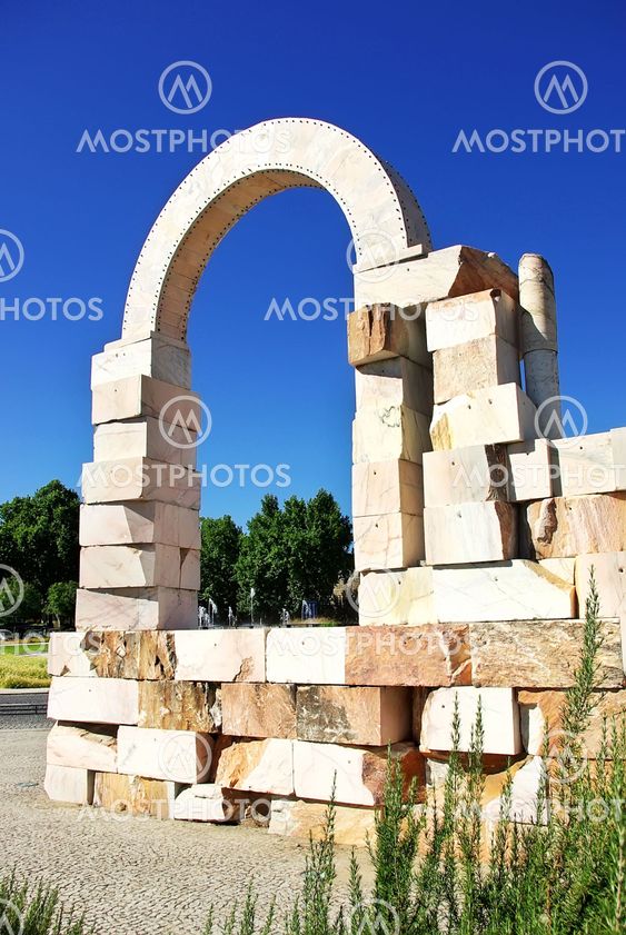 Marble sculpture of roman arch