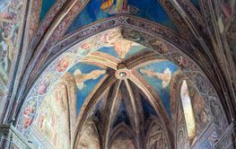 VOLTERRA, ITALY - SEPTEMBER 20, 2023 - Romanesque frescos...