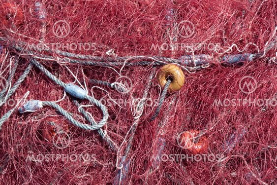 Fishing nets in the port of Mugardos, La Coruña, Galicia, Spain