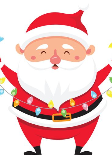 Santa Claus, wearing his traditional red suit, joyfully...