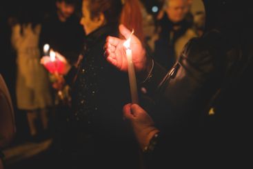 Greek Orthodox Christian Easter ceremony procession,...