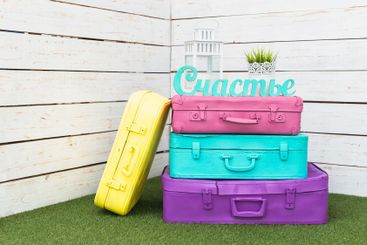 Interior decoration with colorful vintage painted...