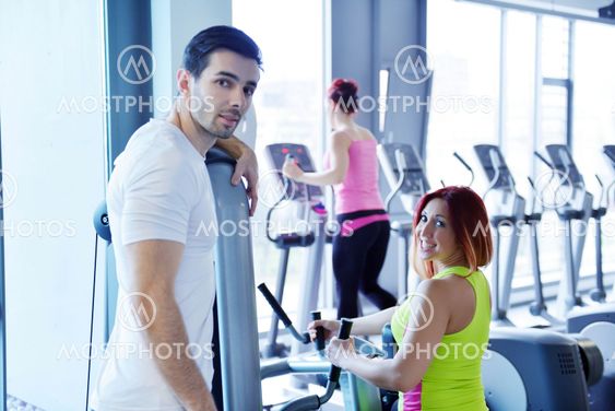 woman exercising with her personal trainer