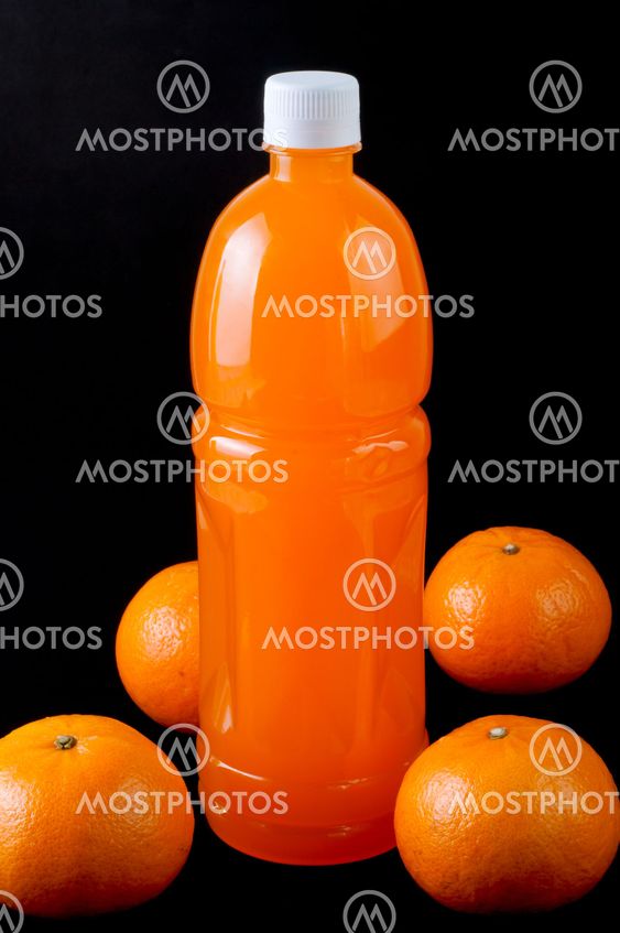 Fresh orange juice bottle