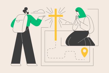 Christian pilgrimages abstract concept vector illustration.