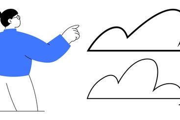 Person pointing towards abstract clouds, emphasizing...