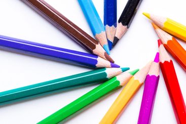 Colorful arrangement of pencils showcasing vibrant hues...