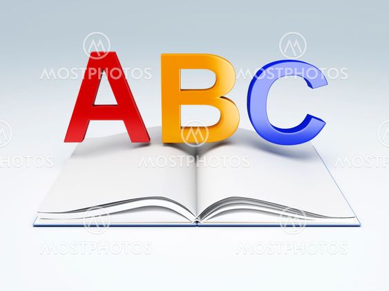 ABC letters with open book. education concept