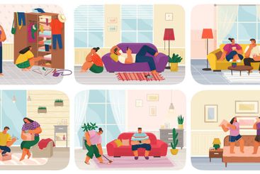 Life of young couple, set of scenes from everyday...