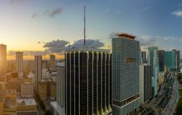 Aerial view of downtown office district of of Miami...