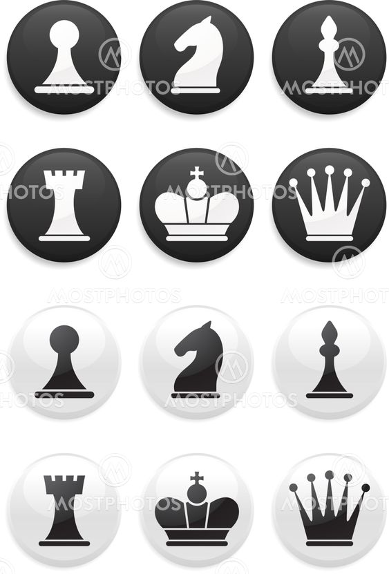 black and white Chess set on round buttons