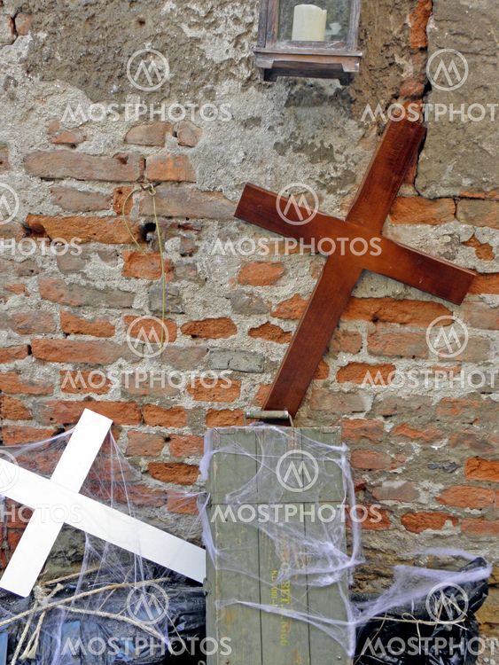 Instalation with crosses, Halloween 2015., Zagreb, Croatia