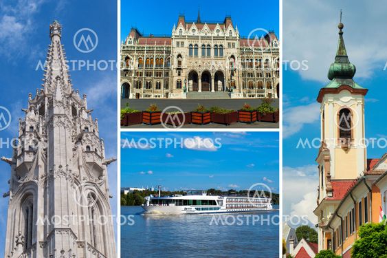 Set of historical places in Budapest city, Hungary