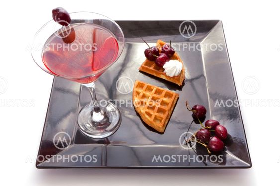 Cherries Tart Slices with Drink