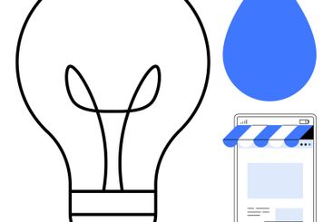 Lightbulb, Blue Droplet, and Online Storefront Concept...