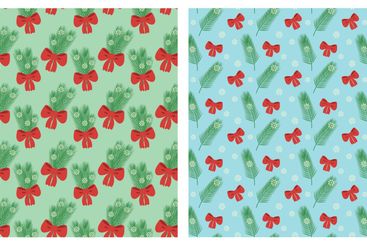 Pine twigs Red Ribbon Bow Snowflakes Christmas New Year...