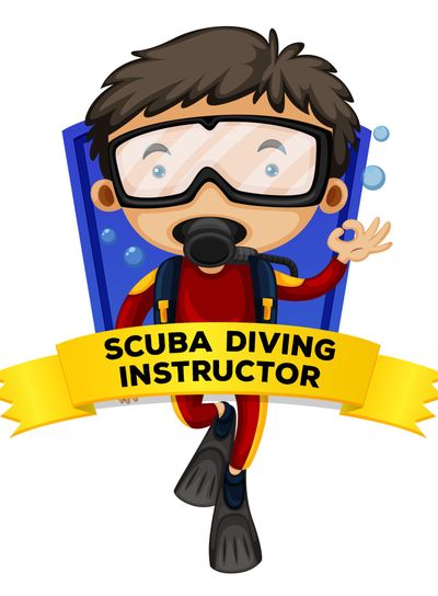 Occupation wordcard with scuba diving instructor