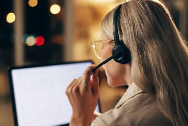 Businesswoman, telemarketing and virtual assistant with...