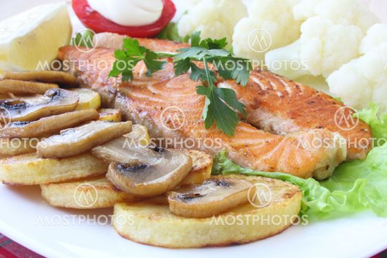 Salmon with garnish