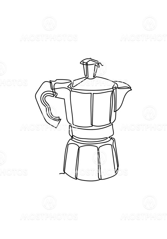 One Continuous line drawing of the coffee in modern...