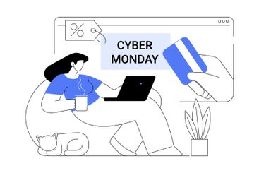 Cyber Monday isolated cartoon vector illustrations.