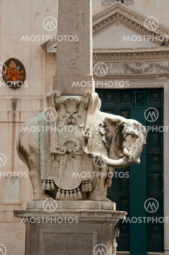 Obelisk of Santa Maria sopra Minerva by Bernini in Rome, Italy