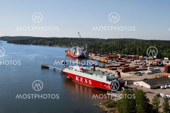 Sodertalje port loading onto boats