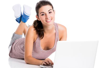 Student working on a laptop