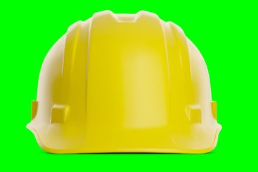 Yellow Construction Hard Hat Isolated on a Green Screen.