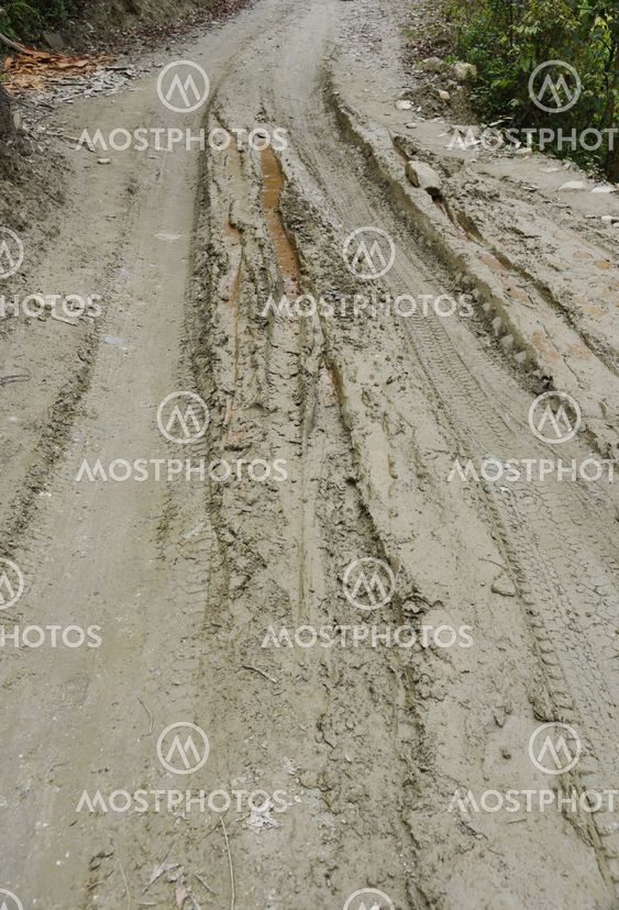 closed up the mud path on village in Nepal