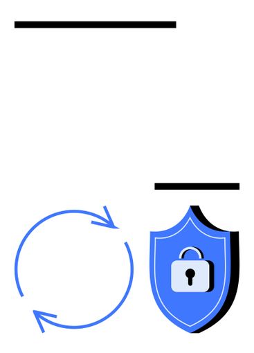 Blue shield with lock and arrow circle symbolizing...