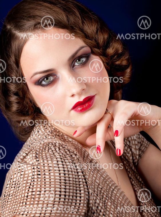 Portrait of young woman with big eyes