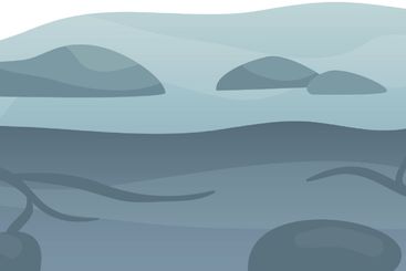 Underwater seabed with rocks and mountains in the...