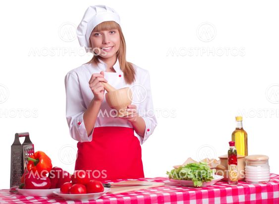 attractive woman cooking
