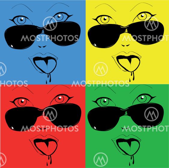 Any colored girl faces the glasses in pop-art style