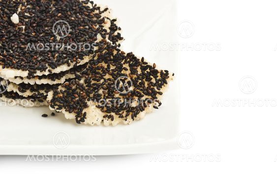 Flour, baking crispy sesame isolated on white background