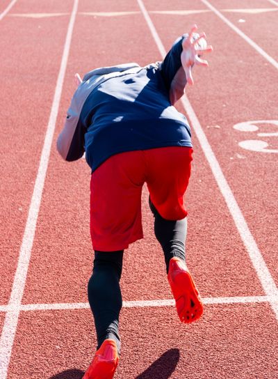 Sprinter starting his run