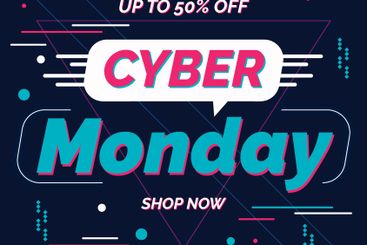 Flat design cyber monday banner