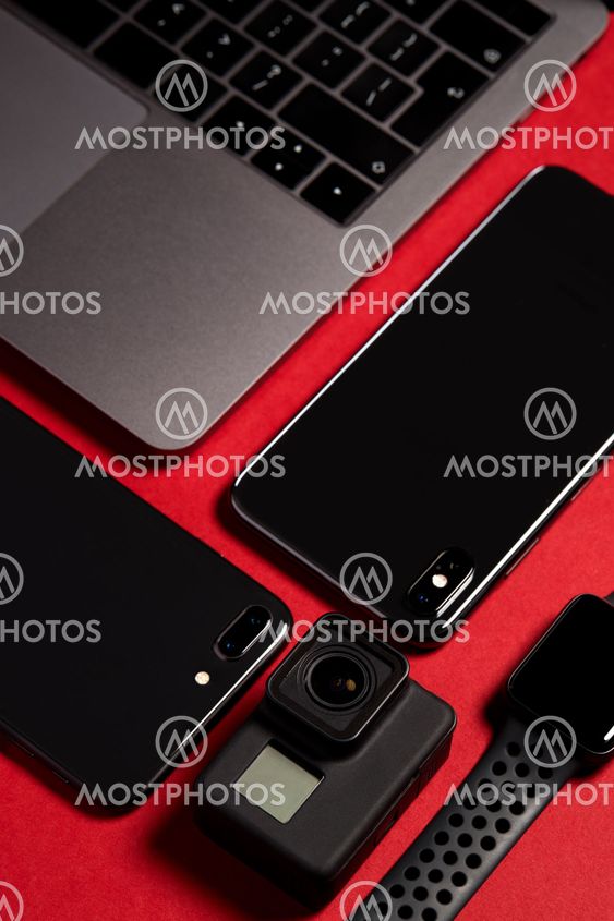 Flat Lay Shot Of Techno Items For Modern Worker With...