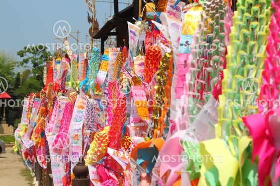 Color paper flag for Buddha worship