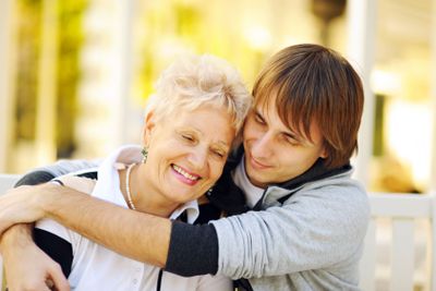 Happy mother and son