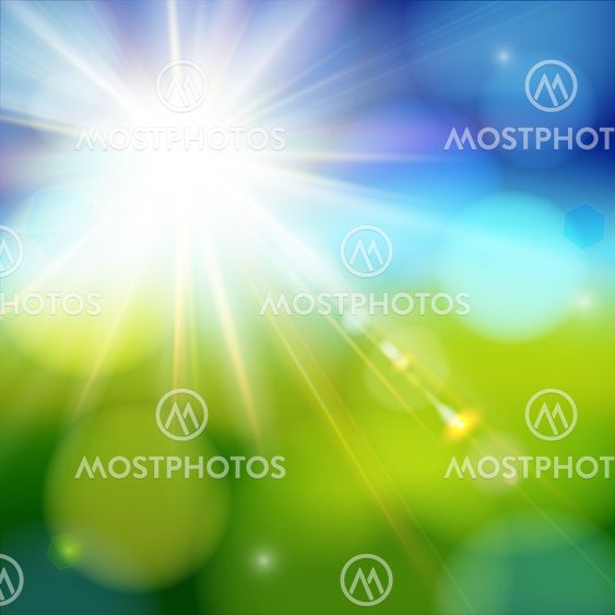 Bright shining sun with lens flare.