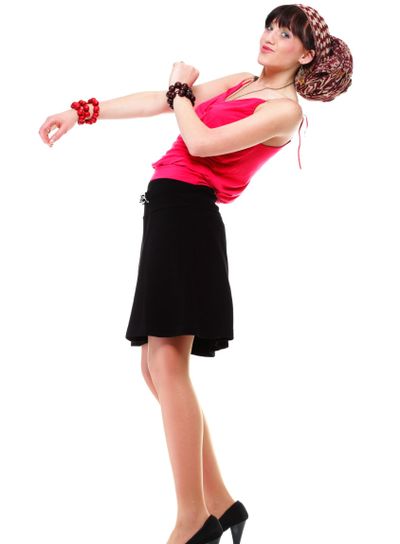 Full length woman in a turban isolated